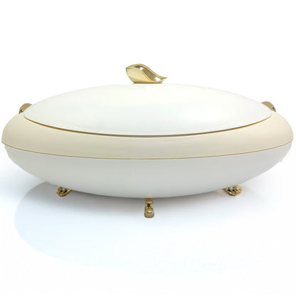 Prime Pick Elegant Oval Casserole 5L with Gold Leaf Handle