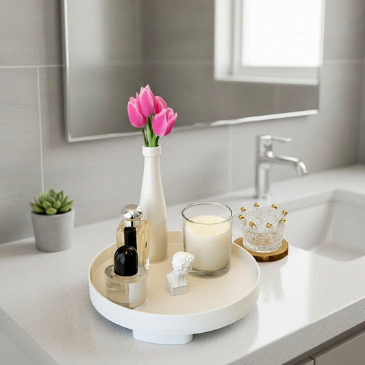 Prime Pick Round Storage Tray (White)