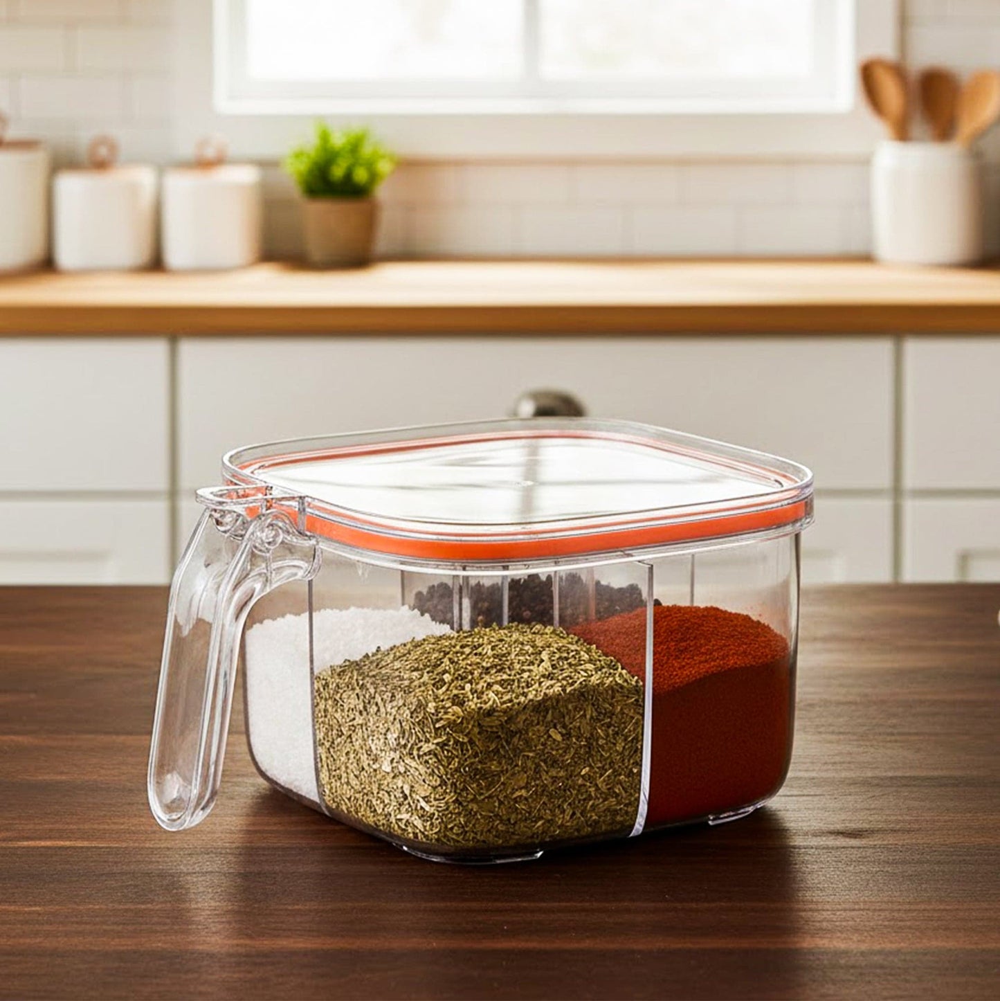 Prime Pick Multi-Grid Seasoning Box with Lid – Orange