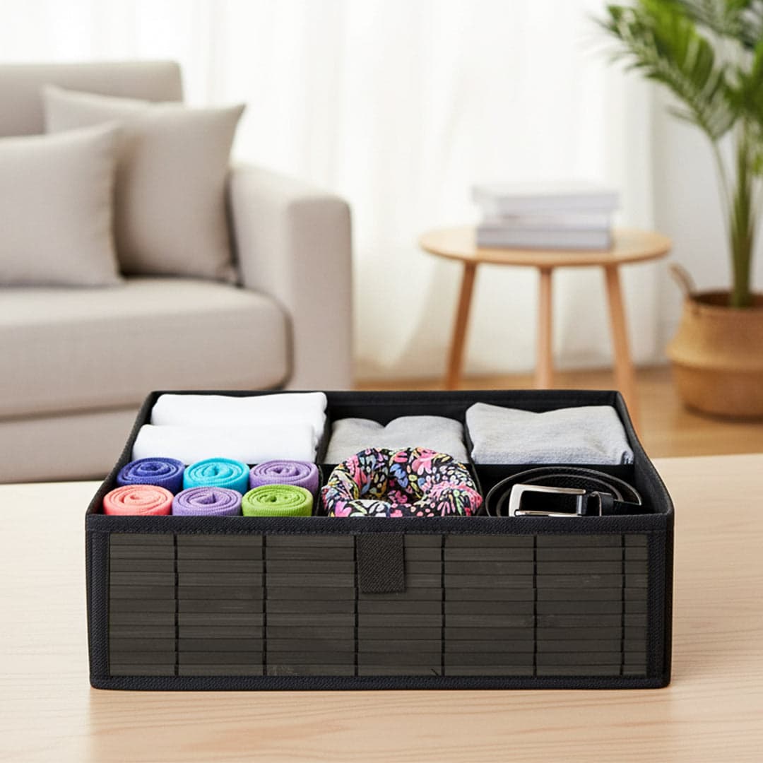 Foldable Premium Bamboo Cloth Organizer with 6 Compartments