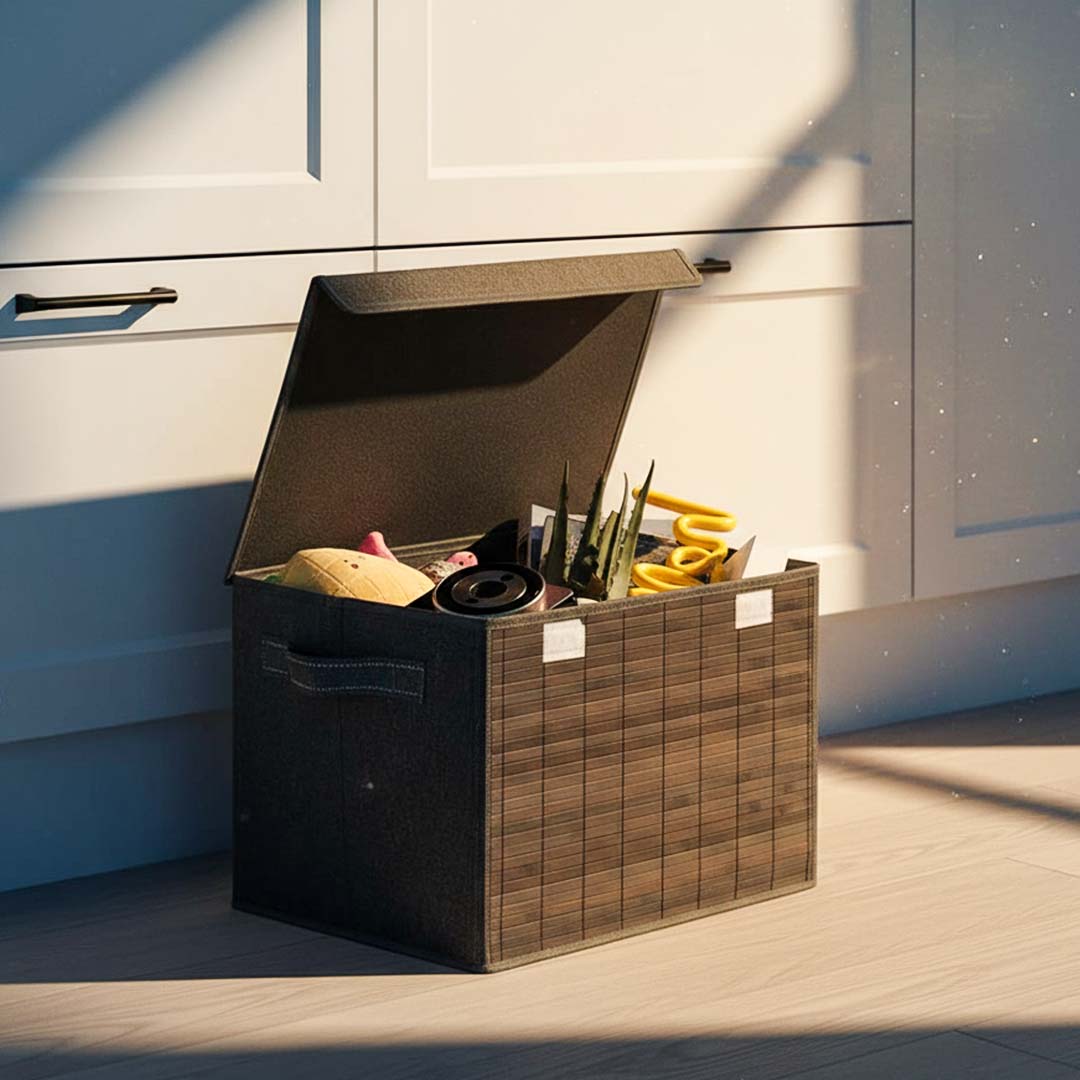 PRIME PICK Pack of 1 Foldable Storage Box with Lid, Bamboo Front ...