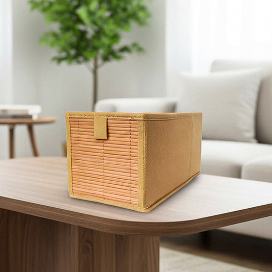 Foldable Beige Bamboo Cloth Organizer Box