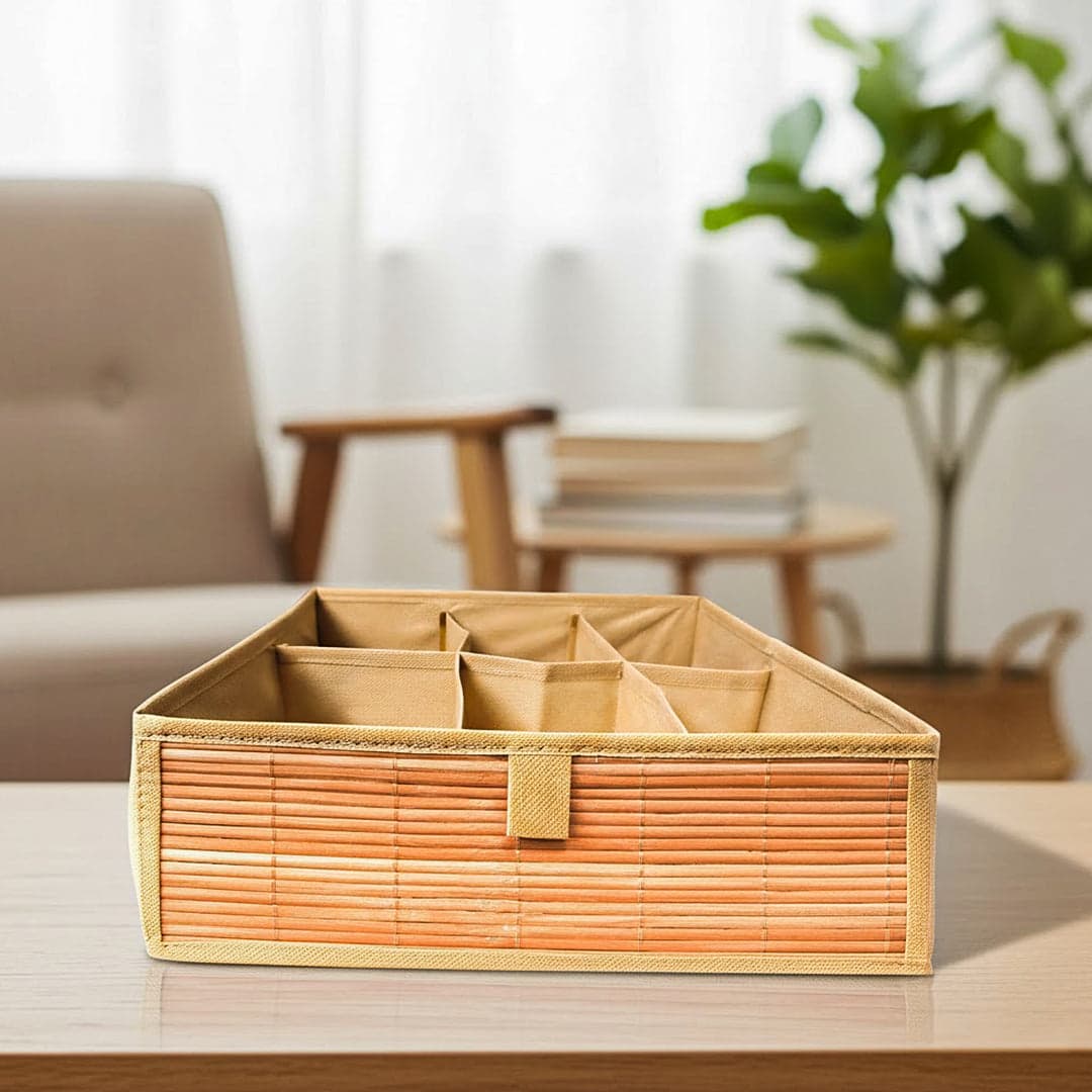 Foldable Bamboo Cloth Organizer with 6-Compartments