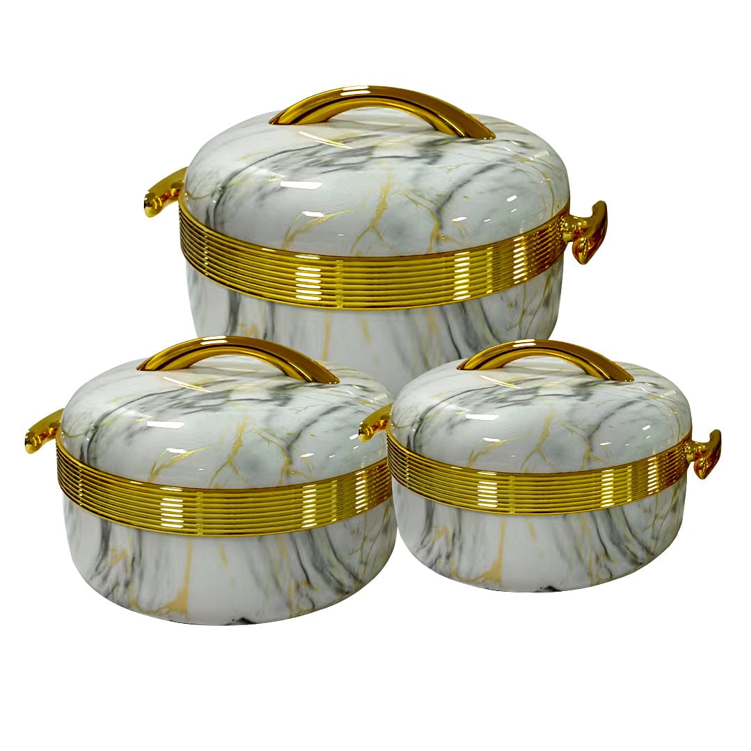 Prime Pick Luxury Marble Finish Insulated Casserole Set of-3 (1L + 2L + 3.5L)