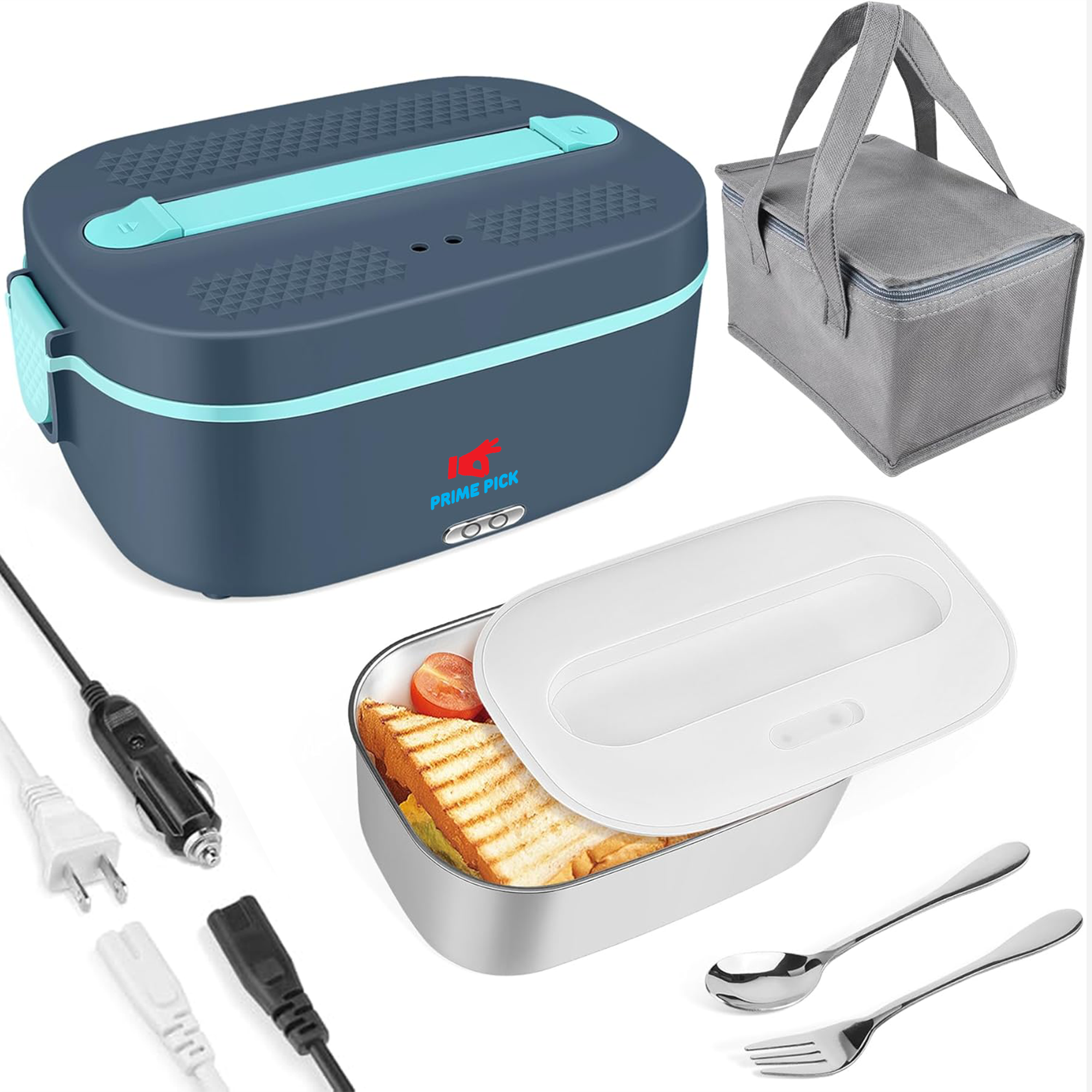 Prime Pick Electric Lunch Box 80W 1.8L 4 In1 Portable Food Warmer