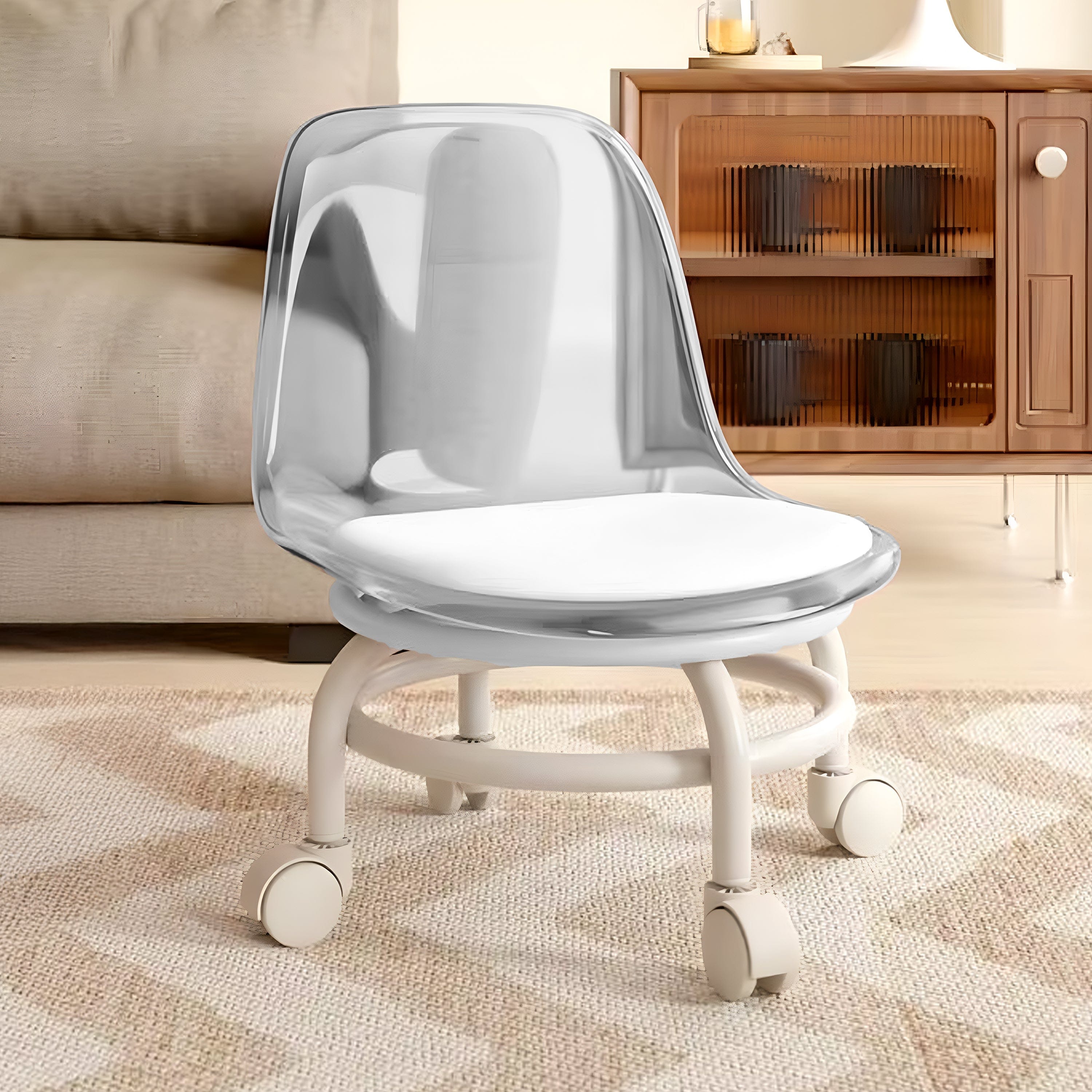 Clear desk chair on wheels - Main Image