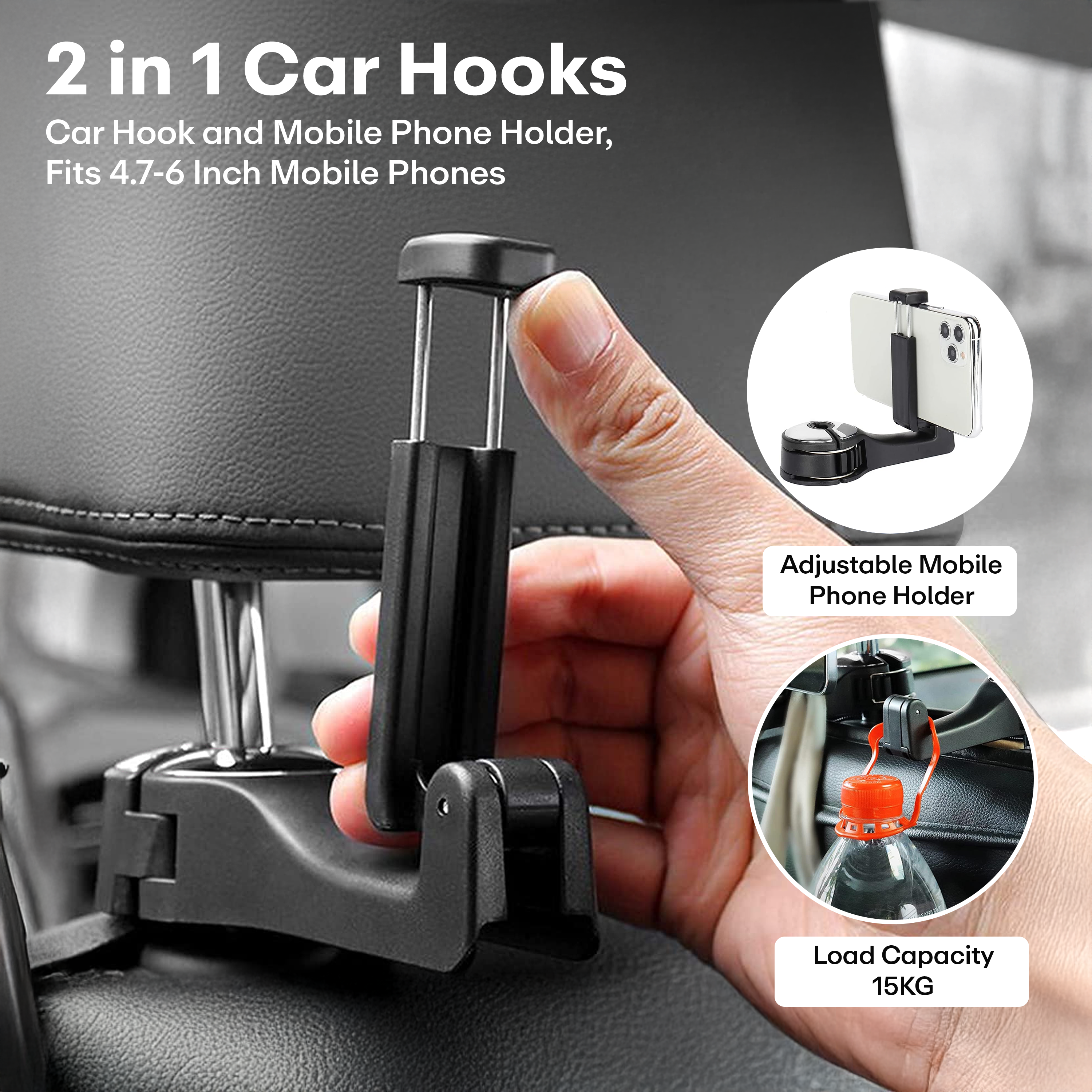 Prime Pick 2 In 1 Car Hook Mobile Phone Holder