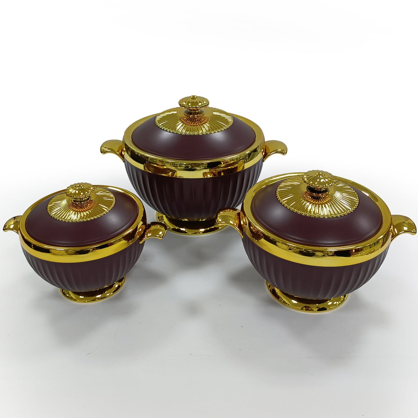 Prime Pick Luxury Casserole Set of-3 (1.2L+1.8L+3.2L) with Golden Finish