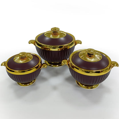 Prime Pick Luxury Casserole Set of-3 (1.2L+1.8L+3.2L) with Golden Finish