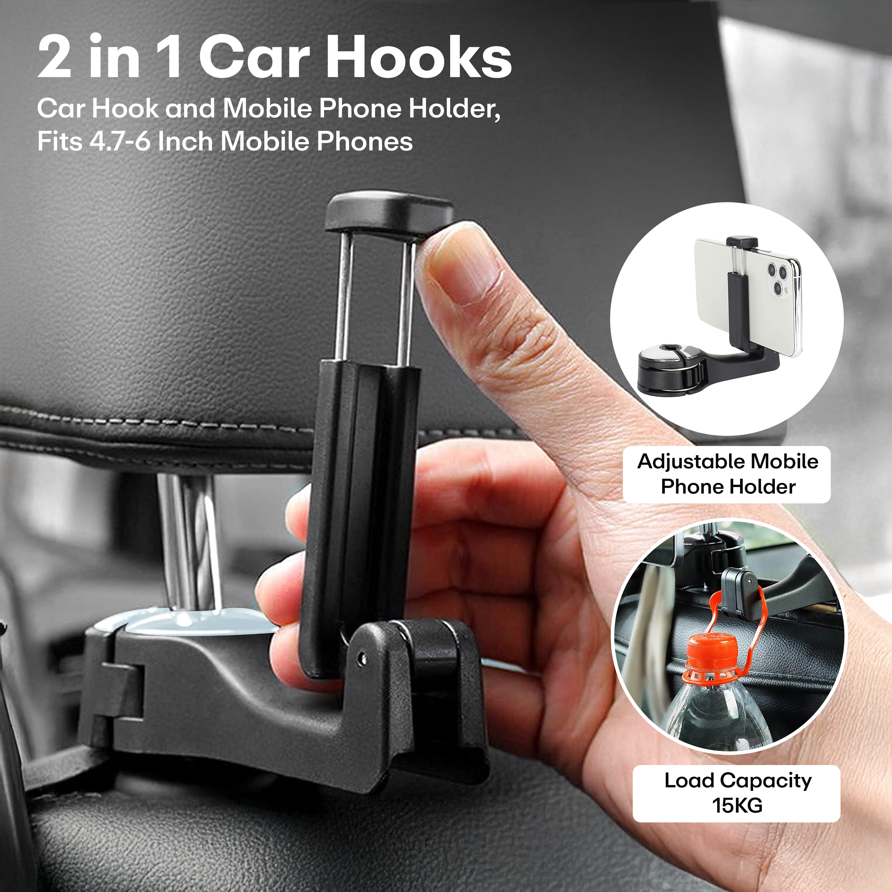 Prime Pick 2 In 1 Car Hook Mobile Phone Holder