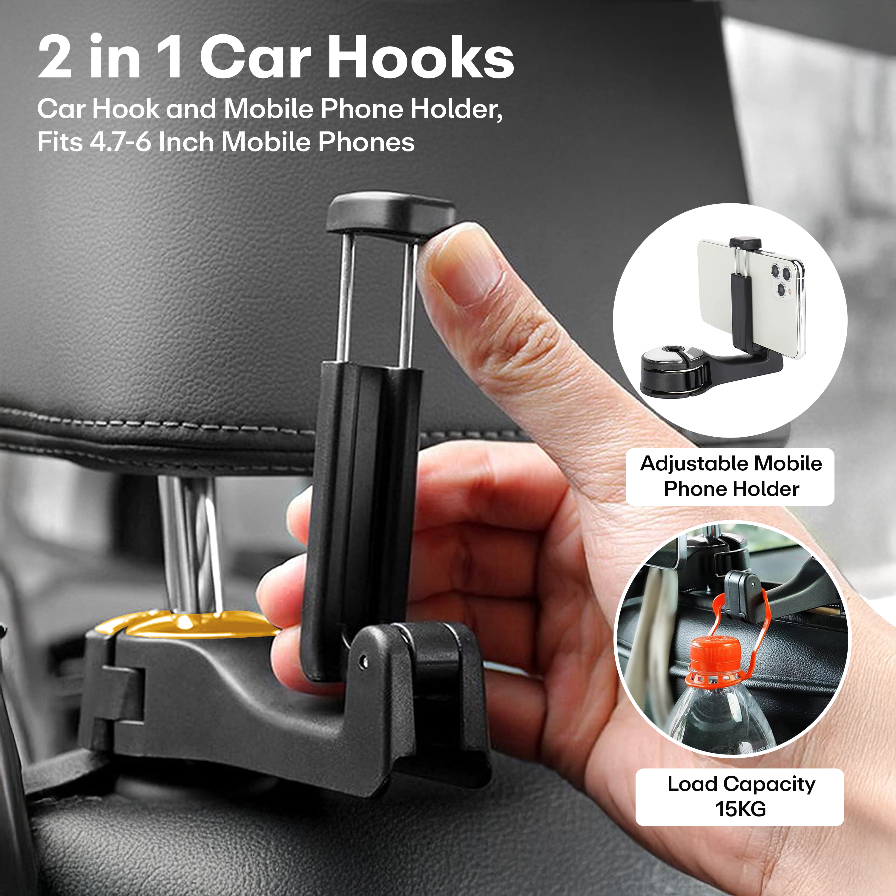 Prime Pick 2 In 1 Car Hook Mobile Phone Holder