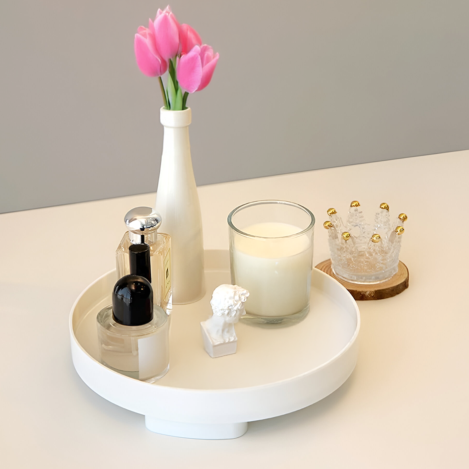 Round White Storage Tray