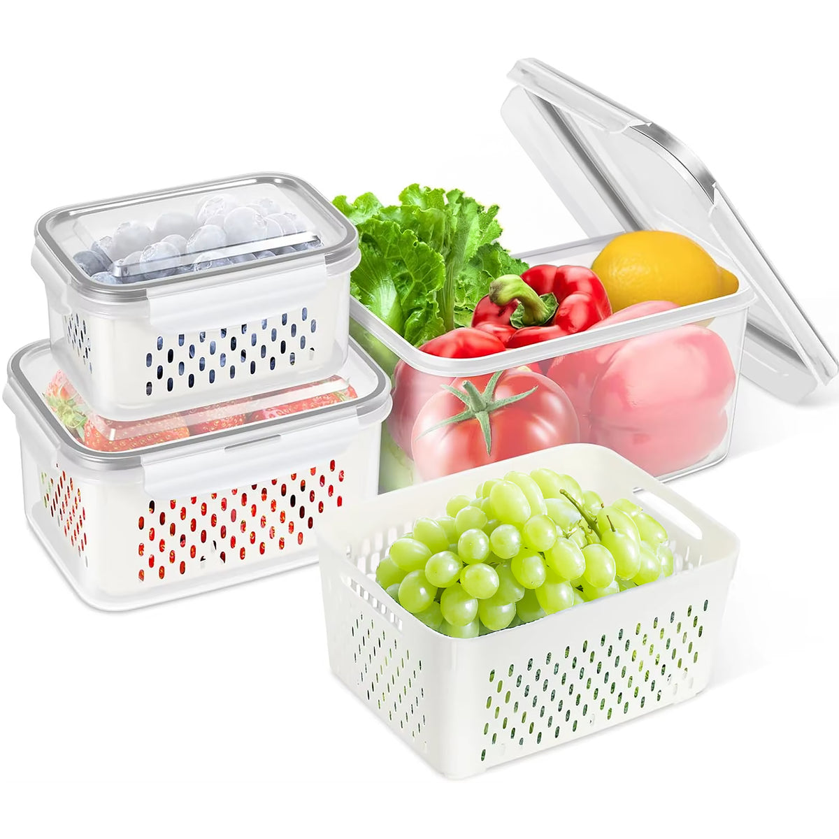 Prime Pick Stackable & Leakproof air tight container (set of 3) for Fridge Storage Boxes with Lids