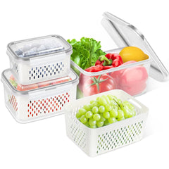 Prime Pick Stackable & Leakproof air tight container (set of 3) for Fridge Storage Boxes with Lids