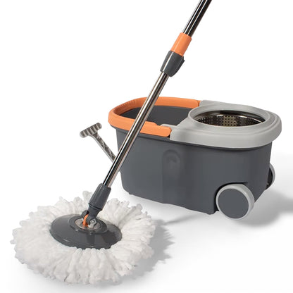 Prime Pick Spin Mop With Wheels Stainless Steel Basket