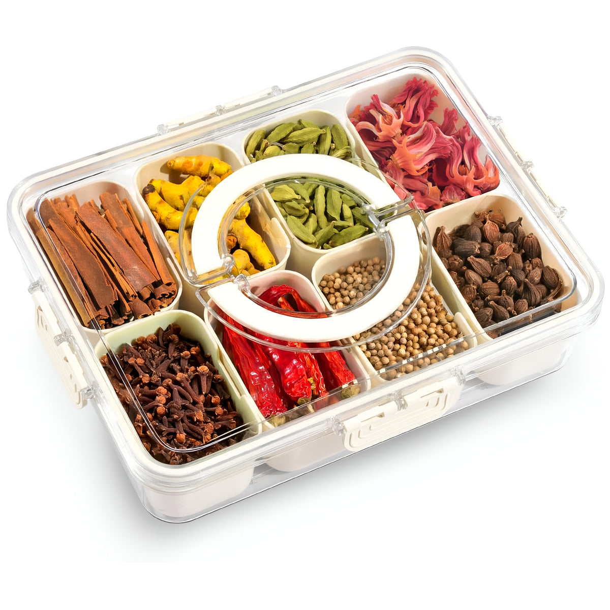 Prime Pick 8 Divider Spice Organizer Box