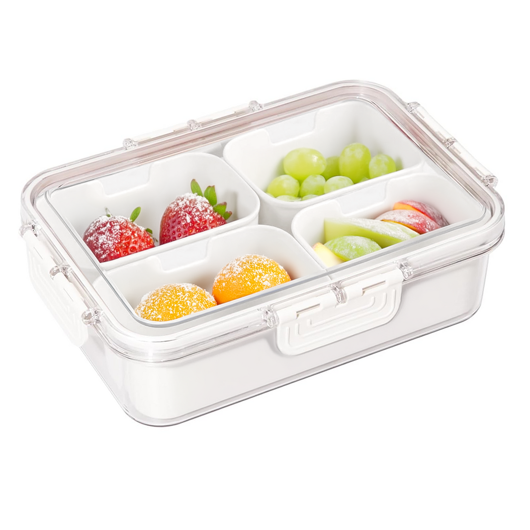 PRIME PICK 4 Compartment Storage Snack Platters Airtight With Lid, Snackle Box Refrigerator Storage Box Fresh-keeping Fruit Boxes for Snack, Fruit, Veggie, Candies