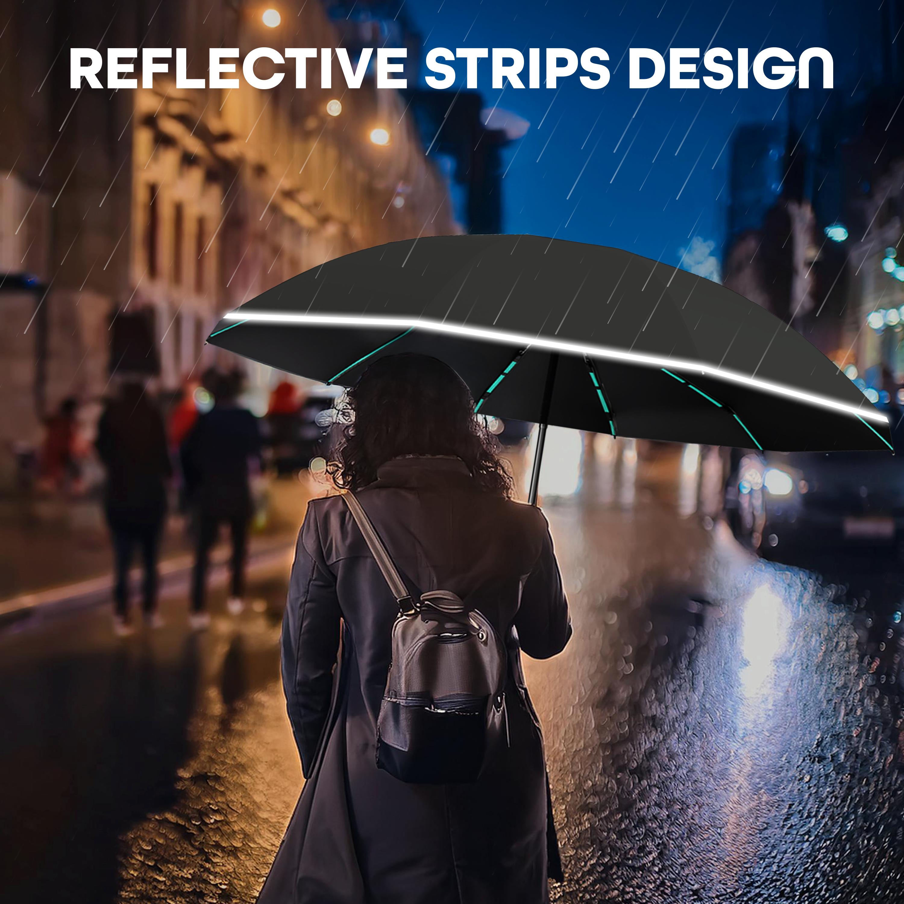 Prime Pick Compact Travel Umbrella With Reflective Strip