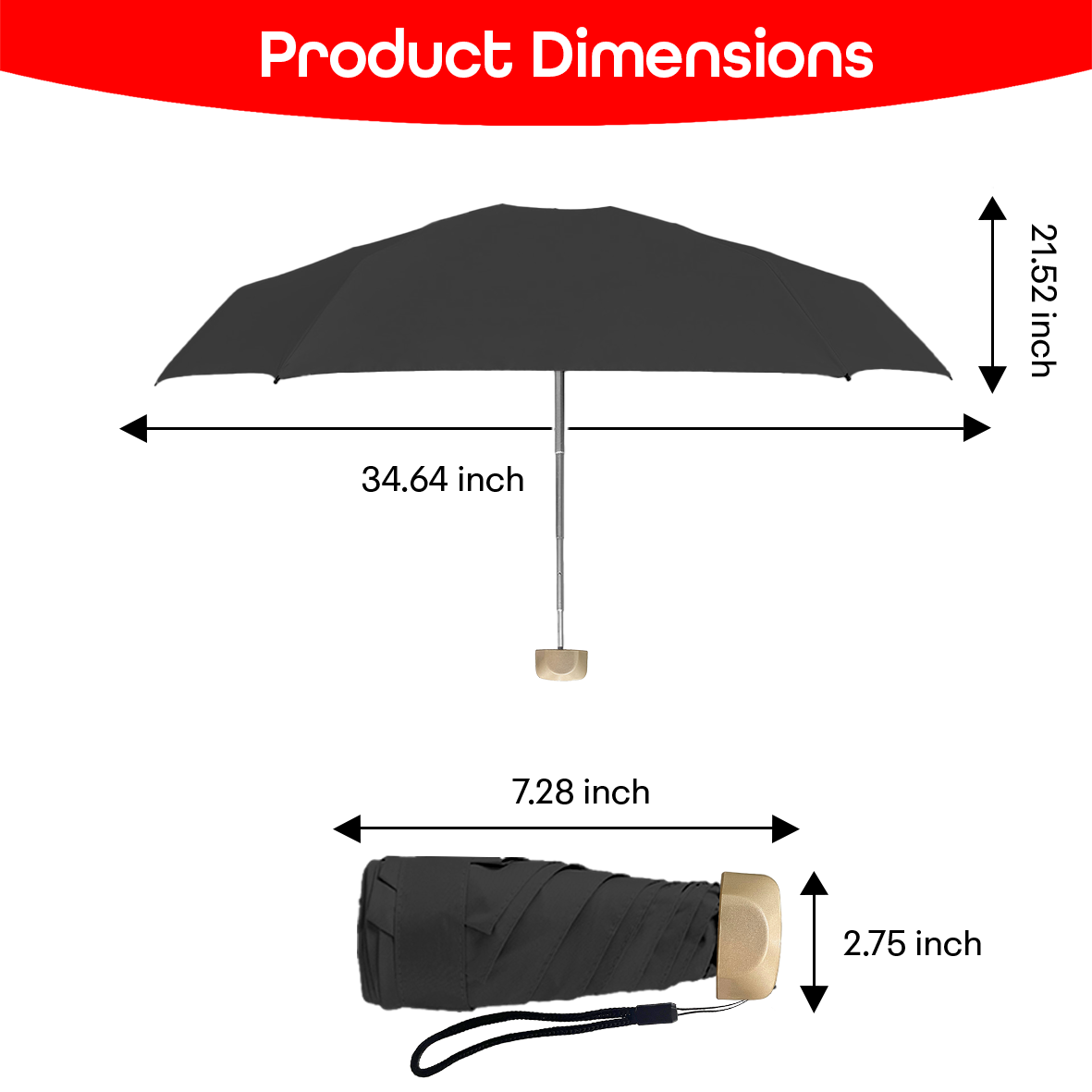 Prime Pick Compact Mini Travel Umbrella