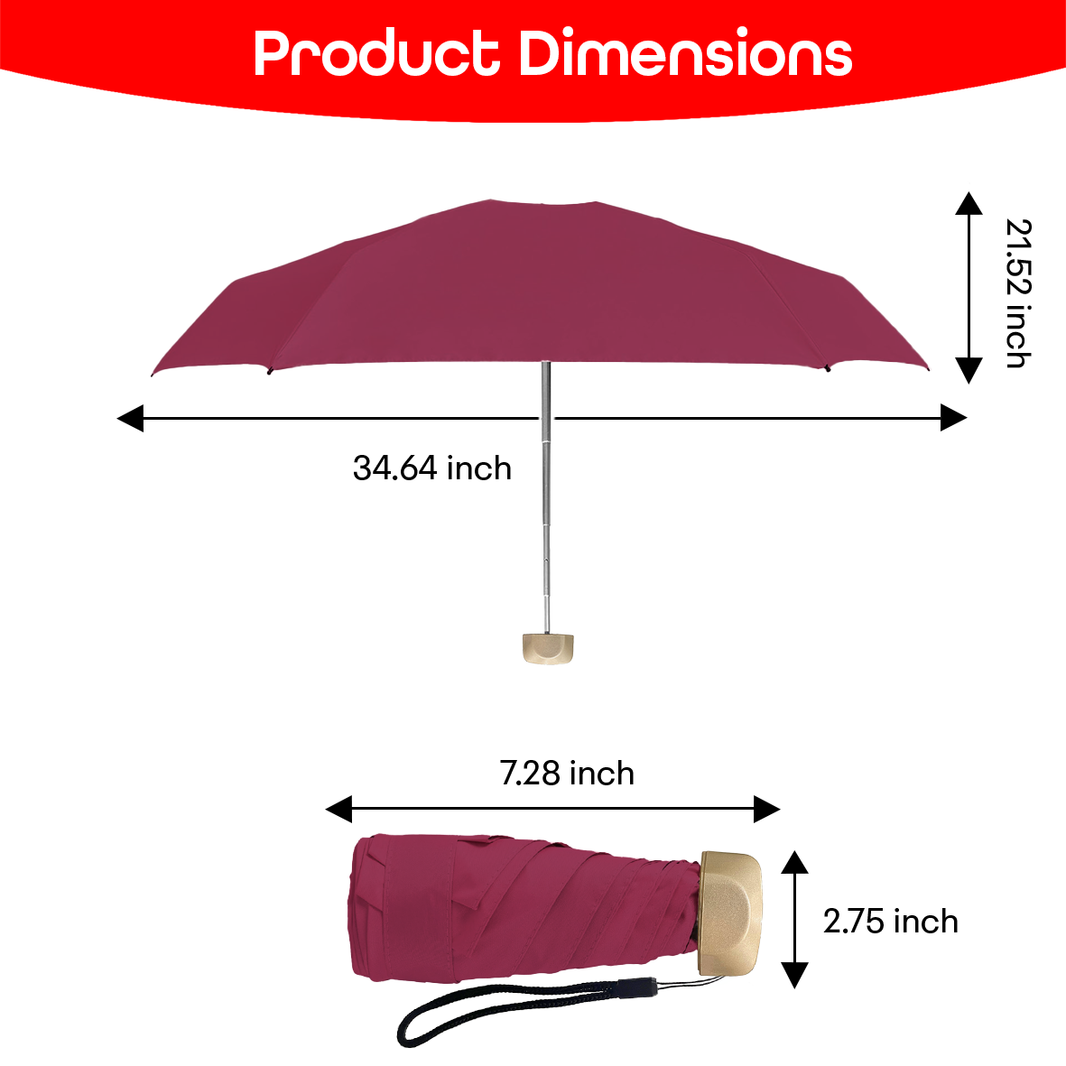 PRIME PICK Compact Travel Umbrella - Windproof & UV Protection Mini Umbrella with Anti-Slip Handle for Men, Women, & Kids - Lightweight, Foldable, 95% UV Block, Rain & Sun Coverage