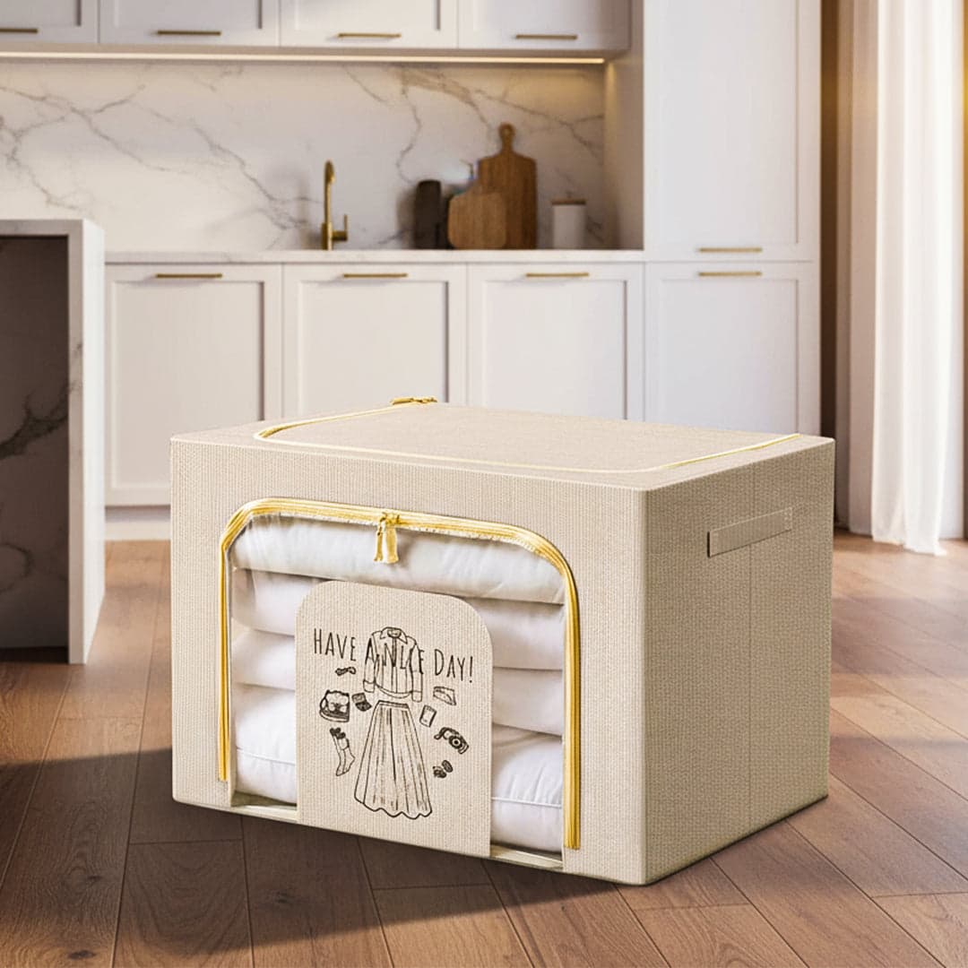 PRIME PICK Foldable Storage Box Double ZiPPer Cloth Oraganizer Box – 1 Pack