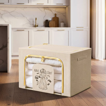 PRIME PICK Foldable Storage Box Double ZiPPer Cloth Oraganizer Box – 1 Pack