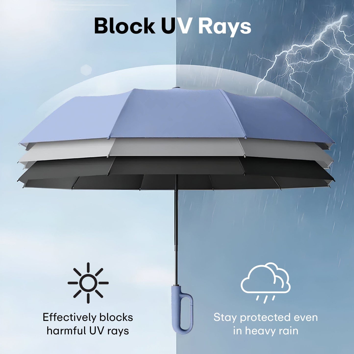 Prime Pick Compact Travel Umbrella With Reflective Strip