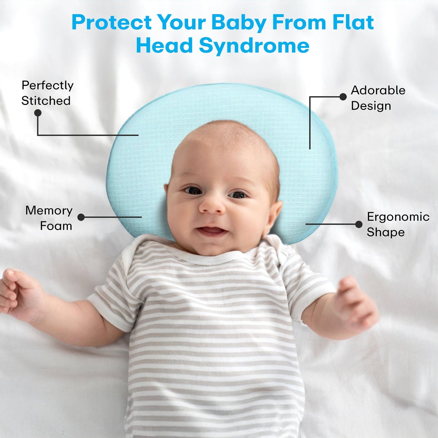 Prime Pick Baby Foam Pillow For Flat Head Syndrome Prevention