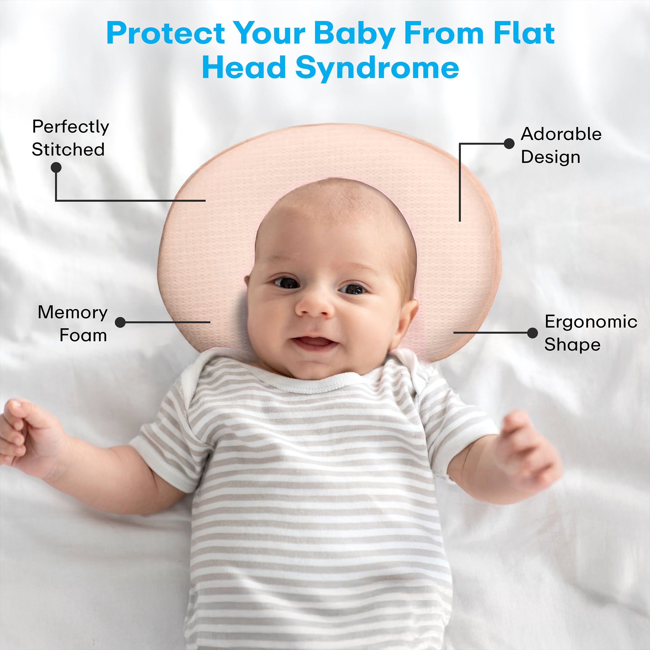 Prime Pick Baby Foam Pillow For Flat Head Syndrome Prevention