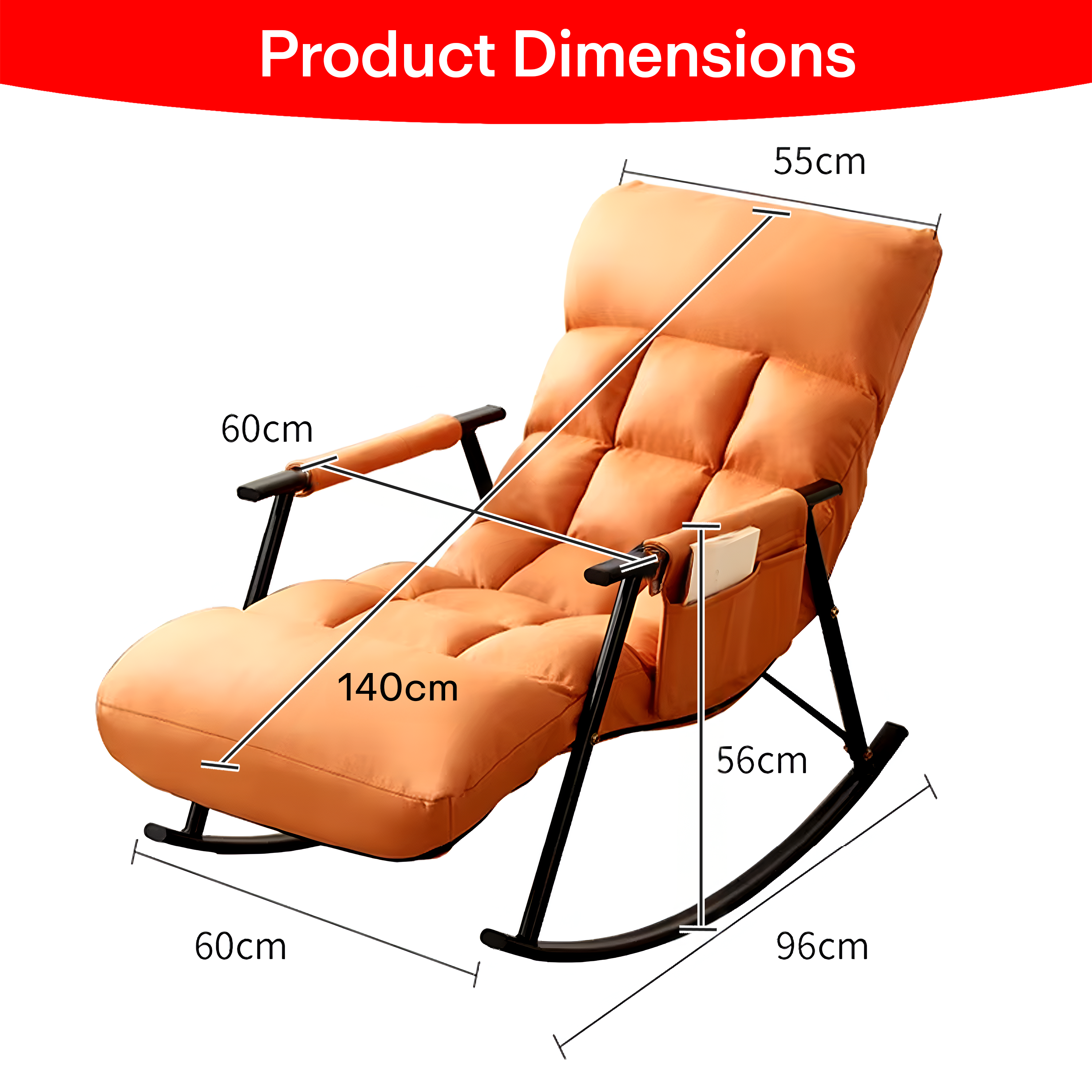 Prime Pick Stainless Steel Recliner Rocking Chair