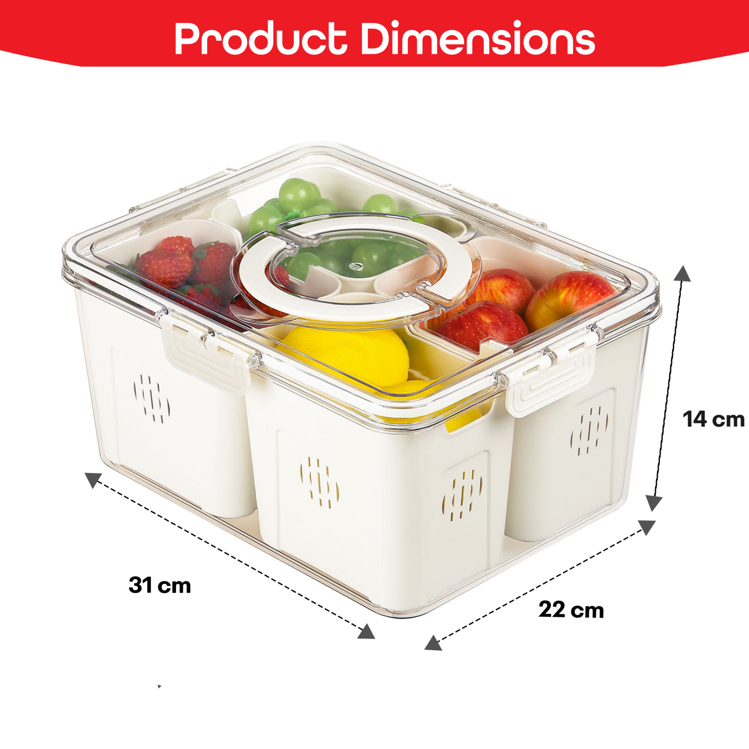 Prime Pick 4 Divider Strainer Organizer - High