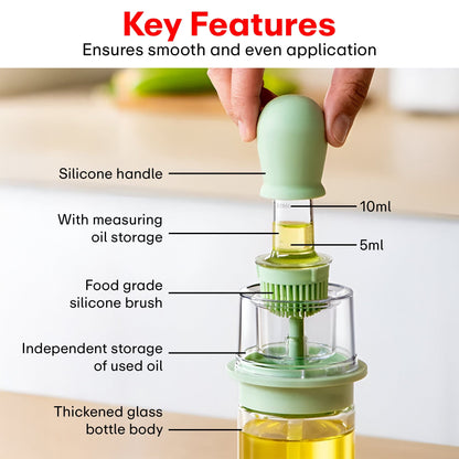 Prime Pick 180ml Oil Dispenser Bottle with Silicone Built-in Brush