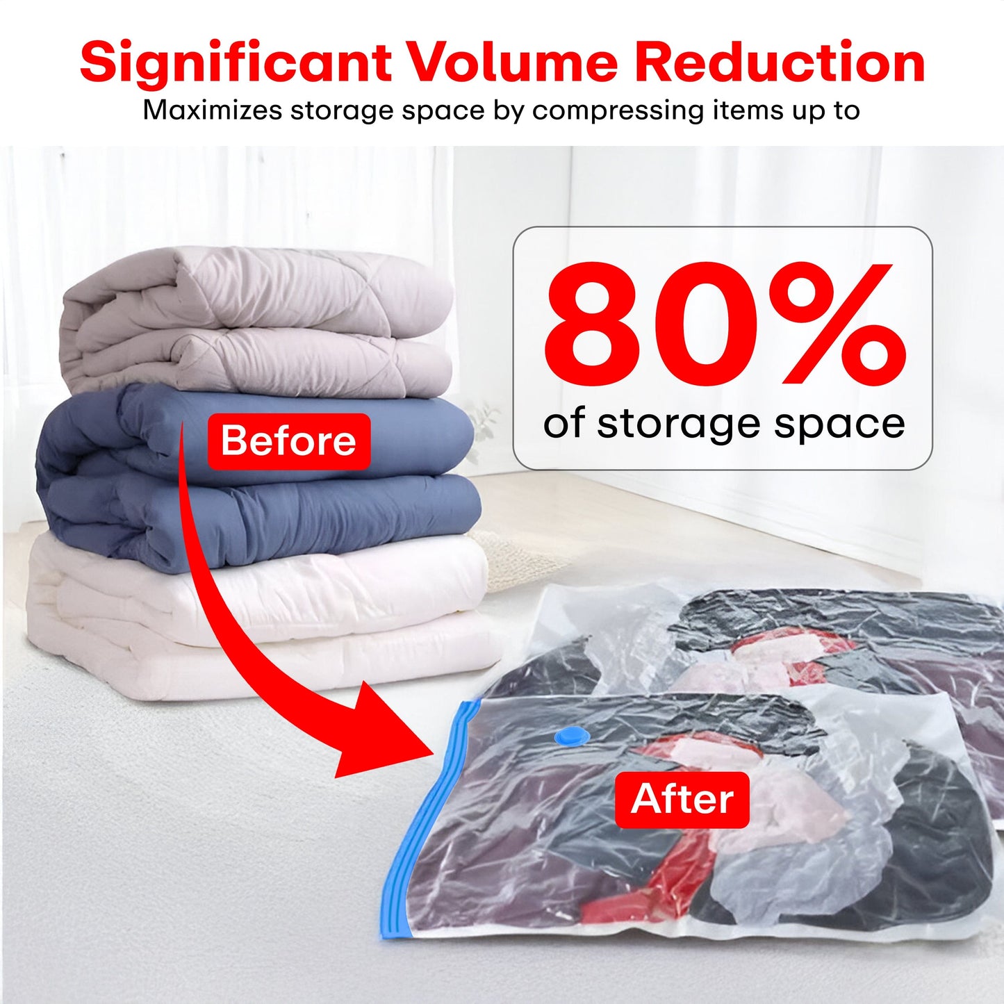 prime pick Vacuum Compression Storage Bags With Hand Pump pack of-15 4MEDIUM+4LARGE+5JUMBO+2XJUMBO