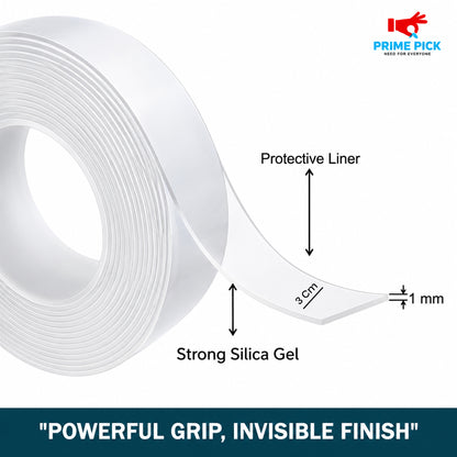 Multipurpose Double Sided Tape 1MM Thickness – Strong Adhesive Nano Tape 3M x 3CM Reusable Wall Mounting Tape