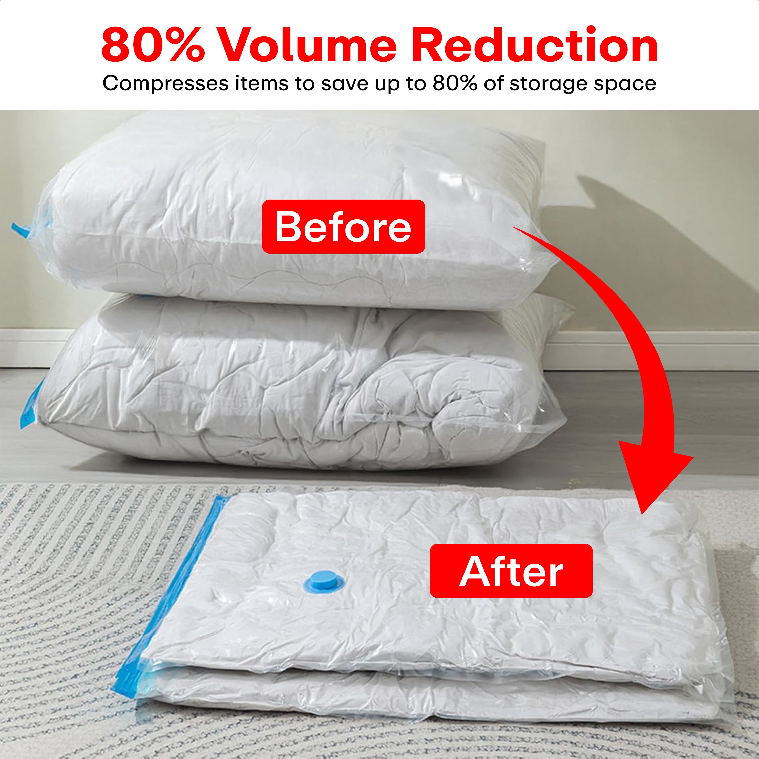 prime pick Vacuum Compression Storage Bags With Hand Pump pack of-12 3SMALL+3MEDIUM+3LARGE+3JUMBO