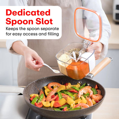 Prime Pick Multi-Grid Seasoning Box with Lid – Orange