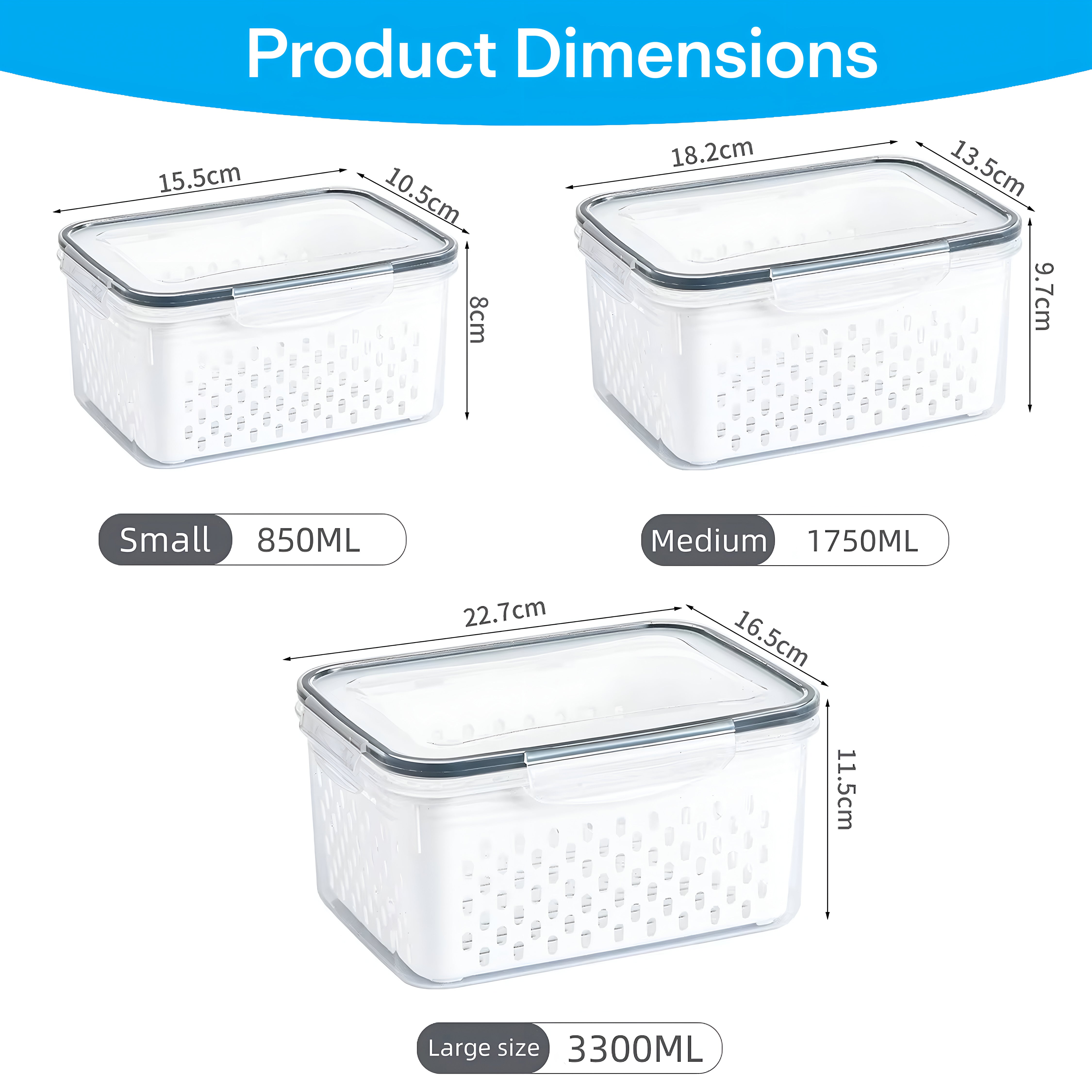 Prime Pick Stackable & Leakproof air tight container (set of 3) for Fridge Storage Boxes with Lids