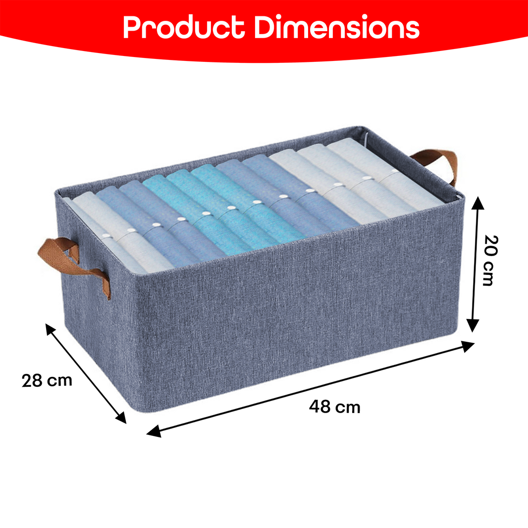 PRIME PICK XL Oxford Cloth Organizer Durable Foldable Storage Box with Metal Frame & Handles Breathable & Washable for Jeans T-shirts Socks Sweaters Pants Versatile Home Storage Solution