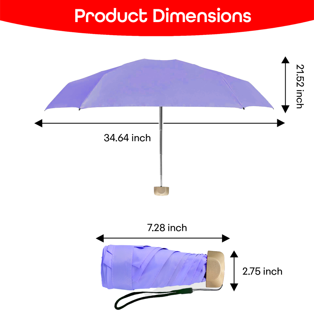 PRIME PICK Compact Travel Umbrella - Windproof & UV Protection Mini Umbrella with Anti-Slip Handle for Men, Women, & Kids - Lightweight, Foldable, 95% UV Block, Rain & Sun Coverage