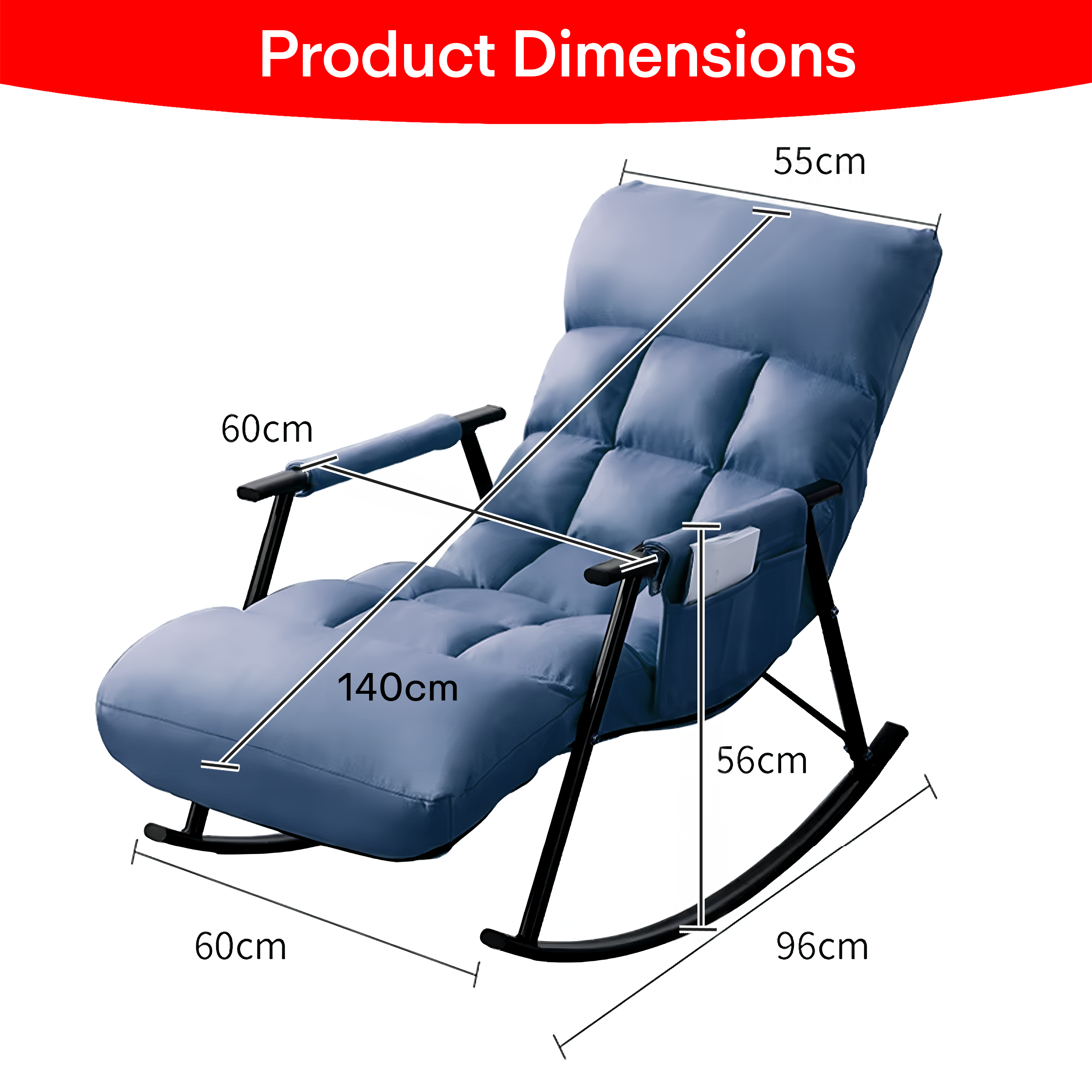 Prime Pick Stainless Steel Recliner Rocking Chair