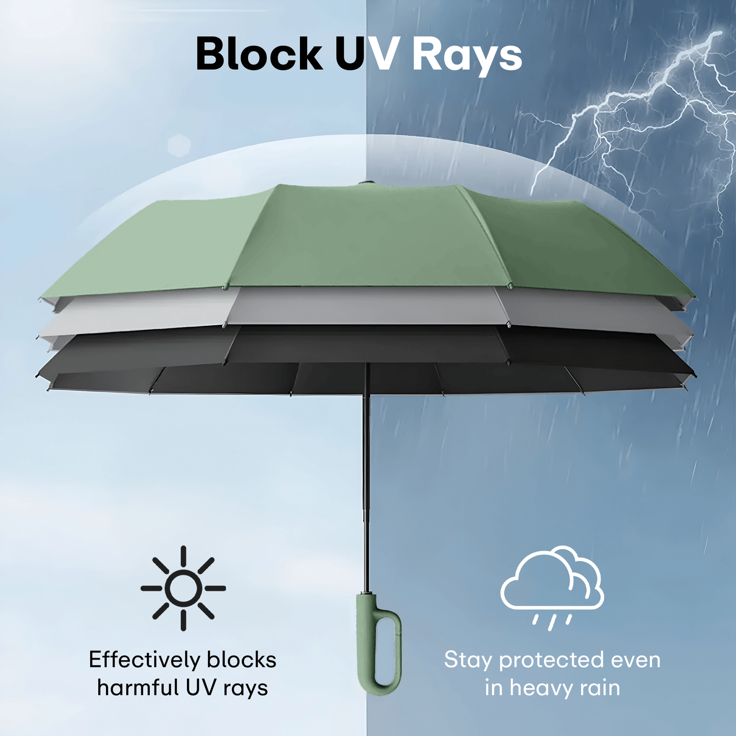 Prime Pick Compact Travel Umbrella With Reflective Strip