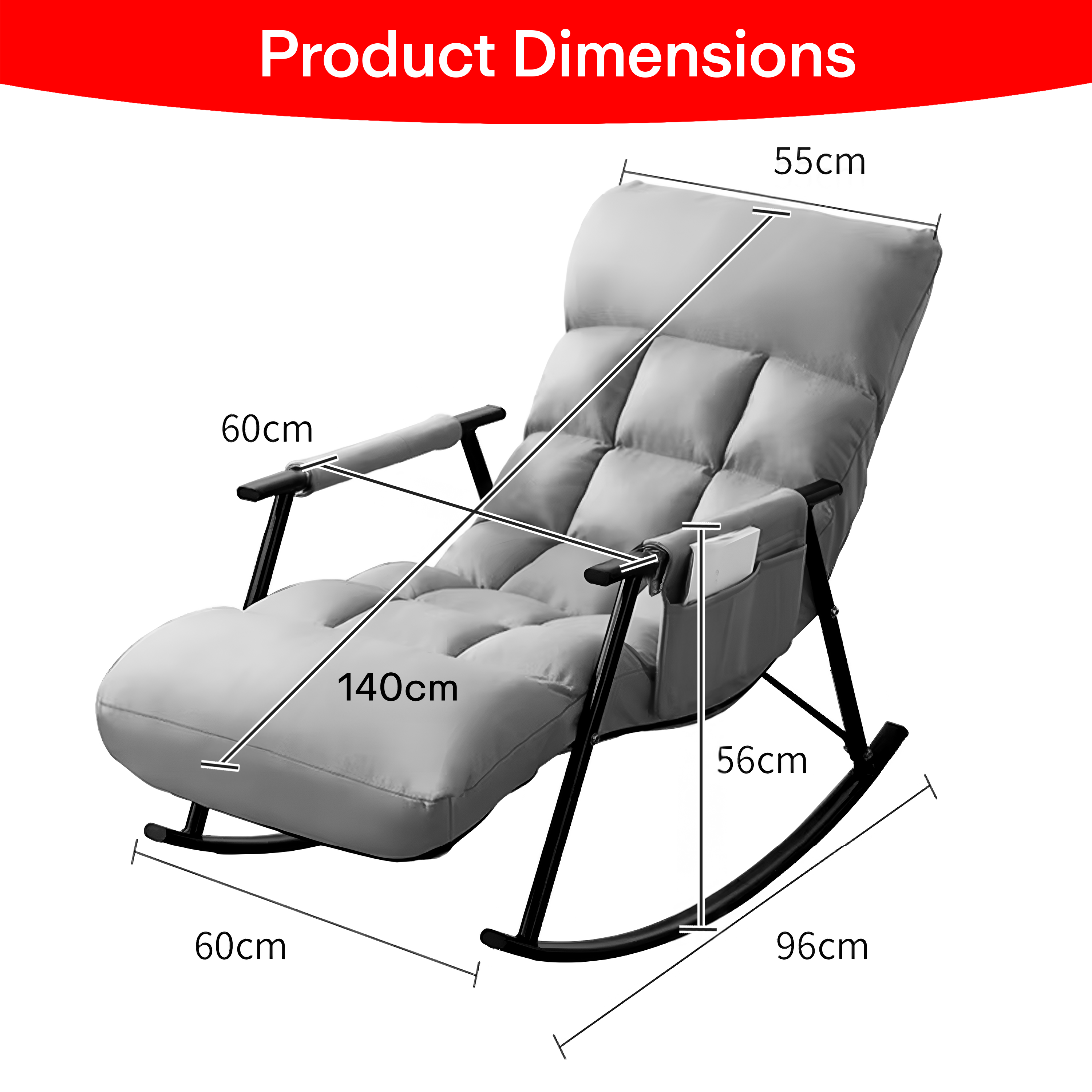 Prime Pick Stainless Steel Recliner Rocking Chair