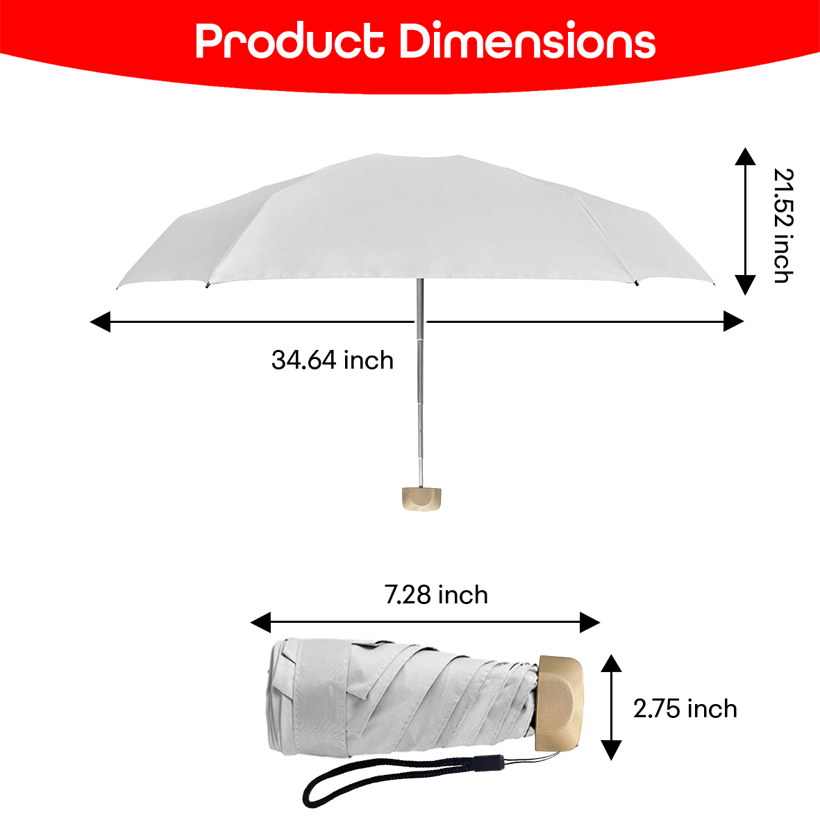 Prime Pick Compact Mini Travel Umbrella