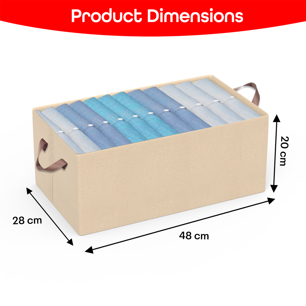 Prime Pick Foldable Clothing Storage Boxes Cloth Organizer without Lid Washable Breathable Non-Woven Fabric Metal Frame & Handles for Jeans T-shirts Socks Underwear Versatile Home Storage