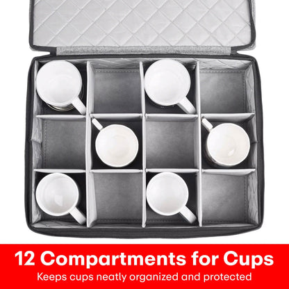Prime Pick 12 Tea/Coffee Mugs Sets Storage Box With Lid