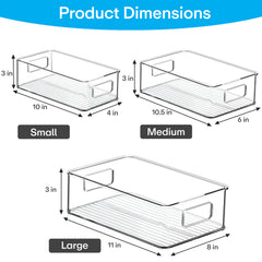 Prime Pick Stackable Food Storage Containers with Handles Acrylic Fridge Organizers (Set Of-3)