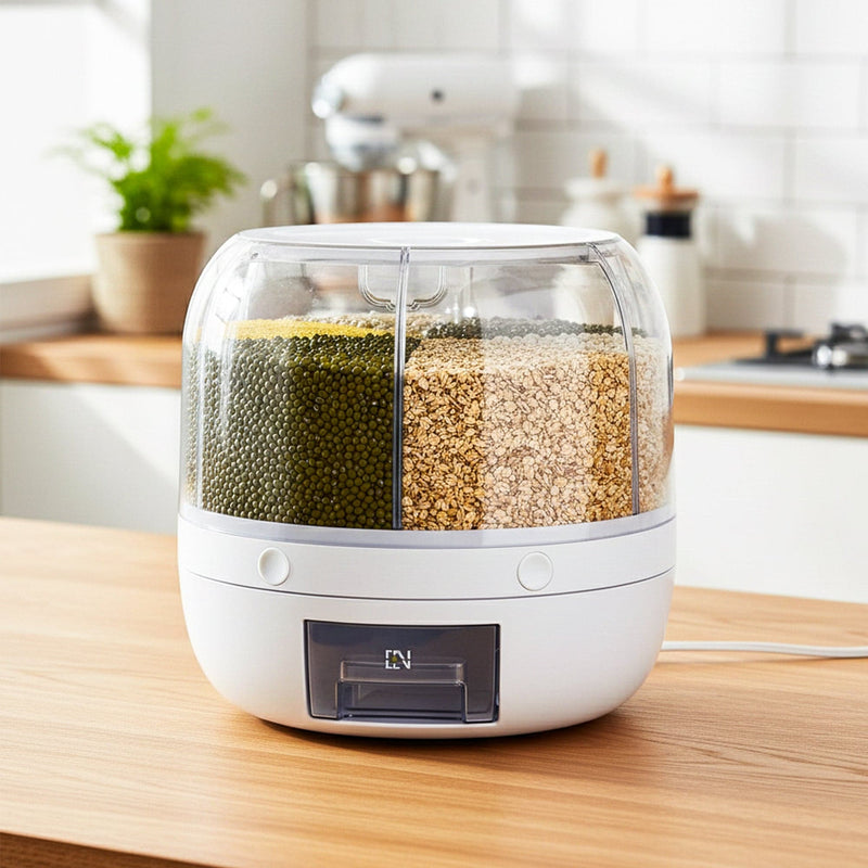 Prime Pick Grocery Organiser 360° Rotating With 6 Grid Dispenser