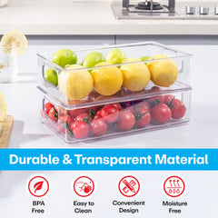 Prime Pick Stackable Food Storage Containers with Handles Acrylic Fridge Organizers (Set Of-3)