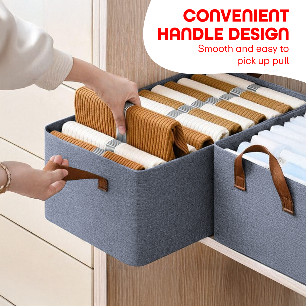 PRIME PICK XL Oxford Cloth Organizer Durable Foldable Storage Box with Metal Frame & Handles Breathable & Washable for Jeans T-shirts Socks Sweaters Pants Versatile Home Storage Solution