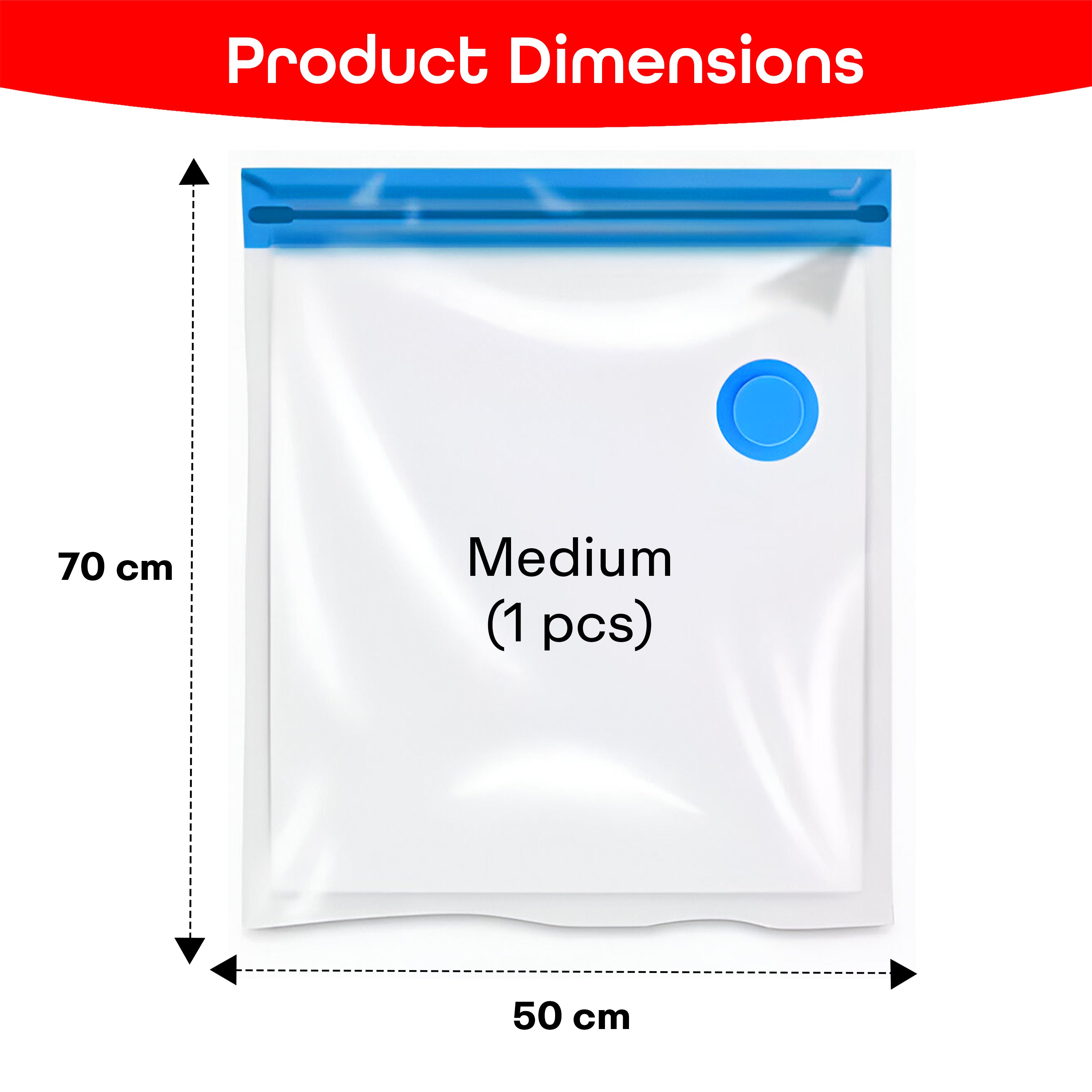 Prime Pick Vacuum Compression Storage Bags With Hand Pump Pack Of-5 Medium (70X50)Cm